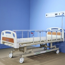 Three Manual Crank Care Bed Wood color 