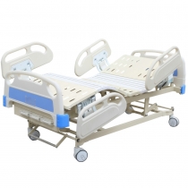 Luxury Three Manual Crank  Care Bed With Central brake/PP siderails and Soft joint